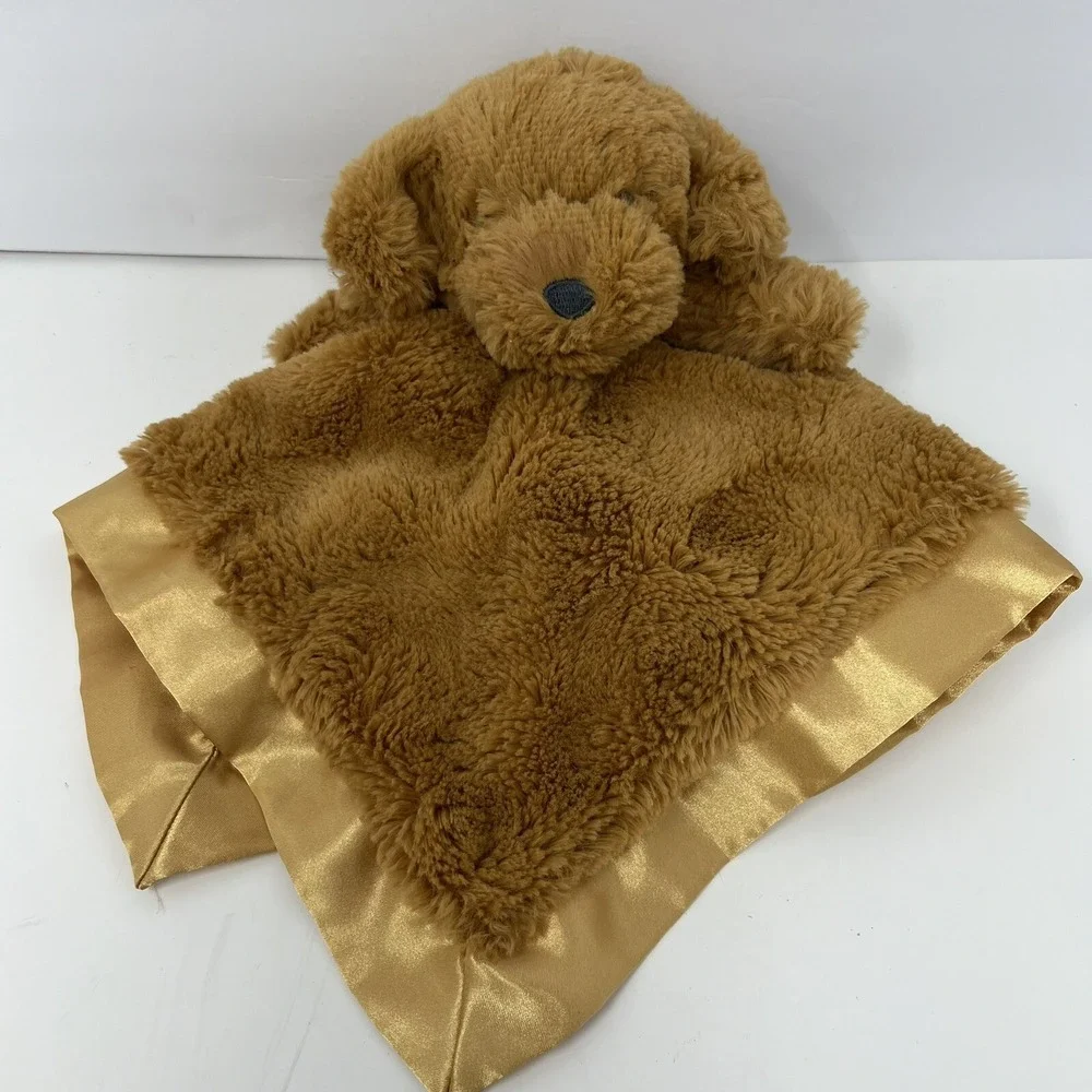 Cloud Island Security Blanket 14in Brown Puppy Satin Trim Swirl Plush Dog